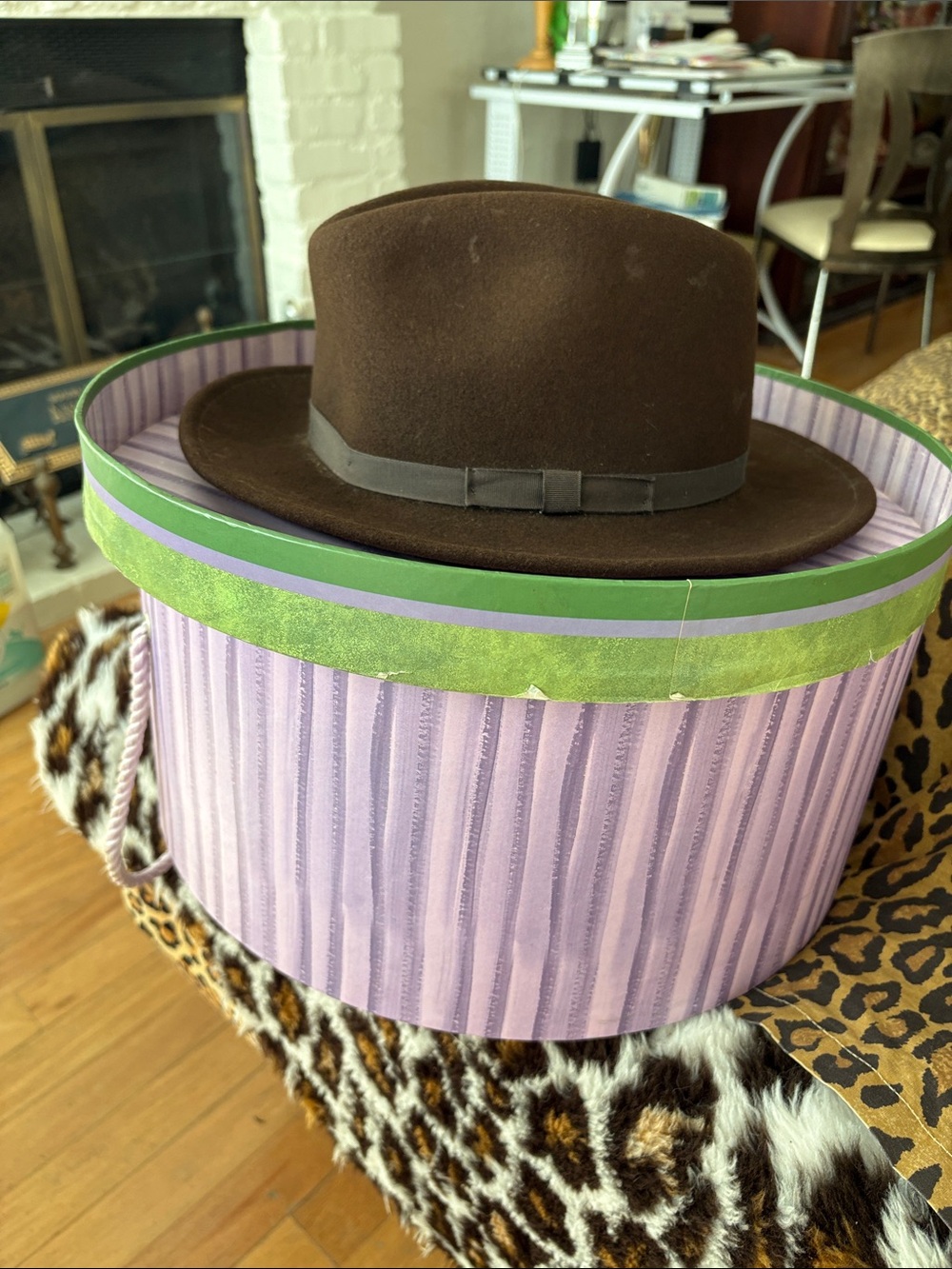 Brown Wool Fedora Hat with Grosgrain Band
